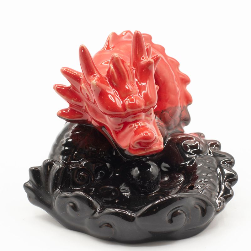 Brûleur d'encens à reflux - Petit dragon rouge