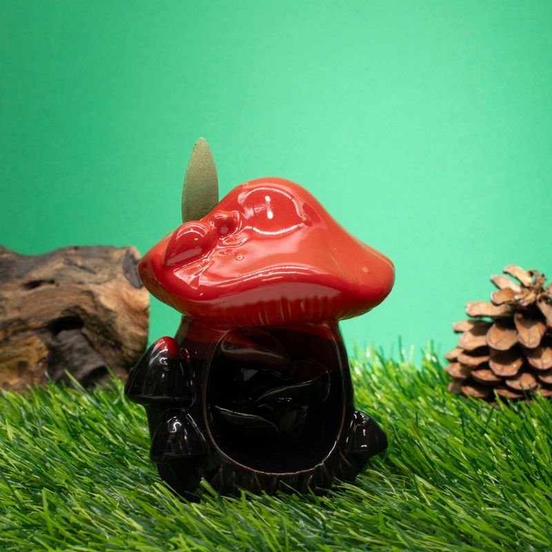 Brûleur d'encens à flux inversé - Grand champignon rouge