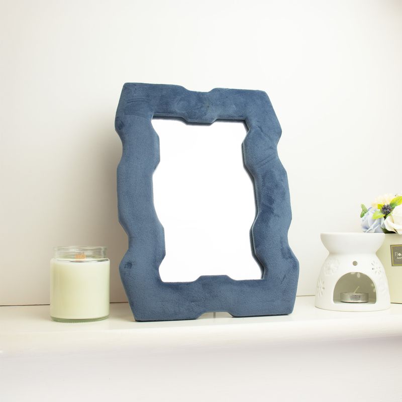 Miroir Souple Ondulé – Cadre Épais – Bleu Roi – 30,5x22,5x2,3 cm