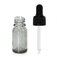 Flacon Compte-Gouttes en Verre Gris Fumé de 10 ml avec Pipette Noir