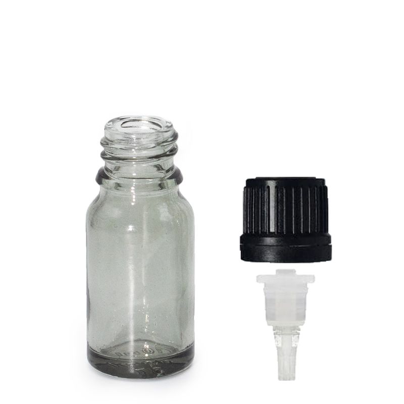 Flacon Compte-Gouttes en Verre Gris Fumé de 10 ml avec Bouchon Compte-Gouttes