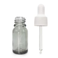 Flacon Compte-Gouttes en Verre Gris Fumé de 10 ml avec Pipette Blanche