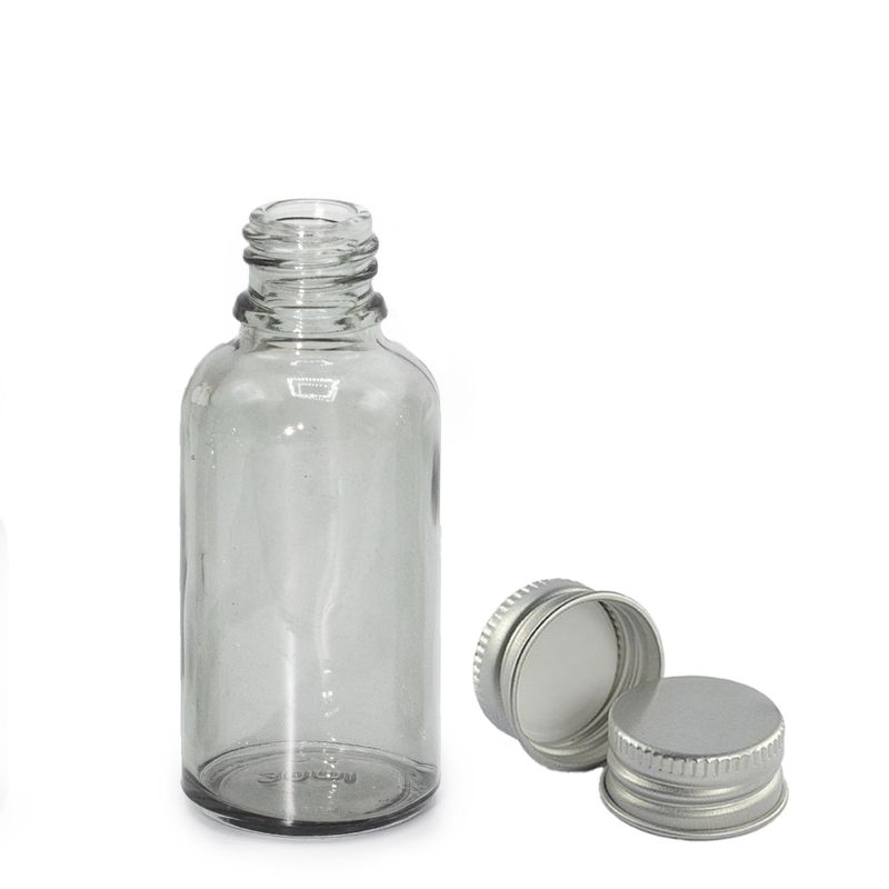 Flacon Compte-Gouttes en Verre Gris Fumé de 30ml avec Bouchon En Aluminium