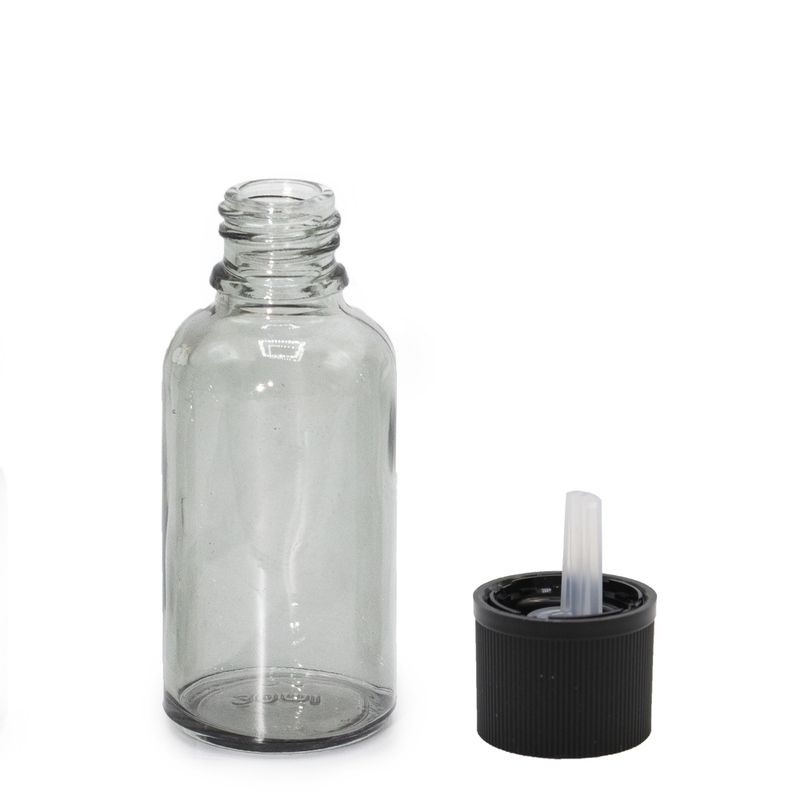 Flacon Compte-Gouttes en Verre Gris Fumé de 30ml avec Bouchon Compte-Gouttes Sécurisé Pour Enfant