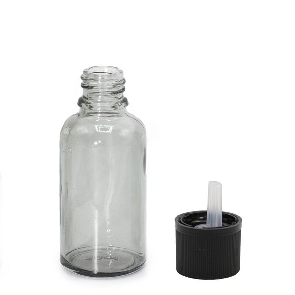 Flacon Compte-Gouttes en Verre Gris Fumé de 30ml avec Bouchon Compte-Gouttes Sécurisé Pour Enfant
