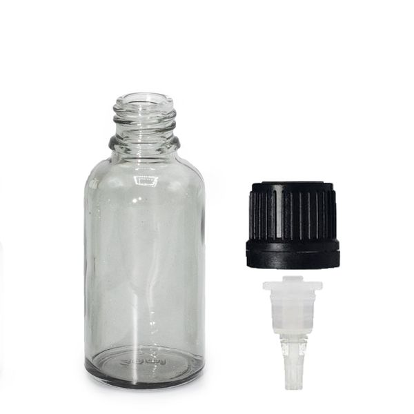 Flacon Compte-Gouttes en Verre Gris Fumé de 30 ml avec Bouchon