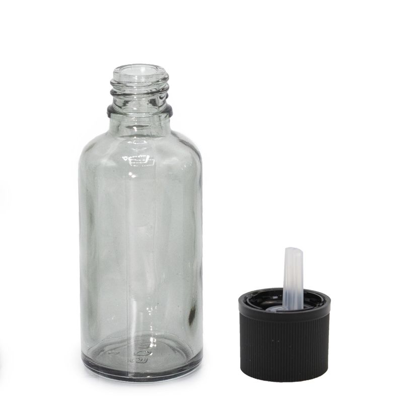 Flacon Compte-Gouttes en Verre Gris Fumé de 50ml avec Bouchon Compte-Gouttes Sécurisé Pour Enfant
