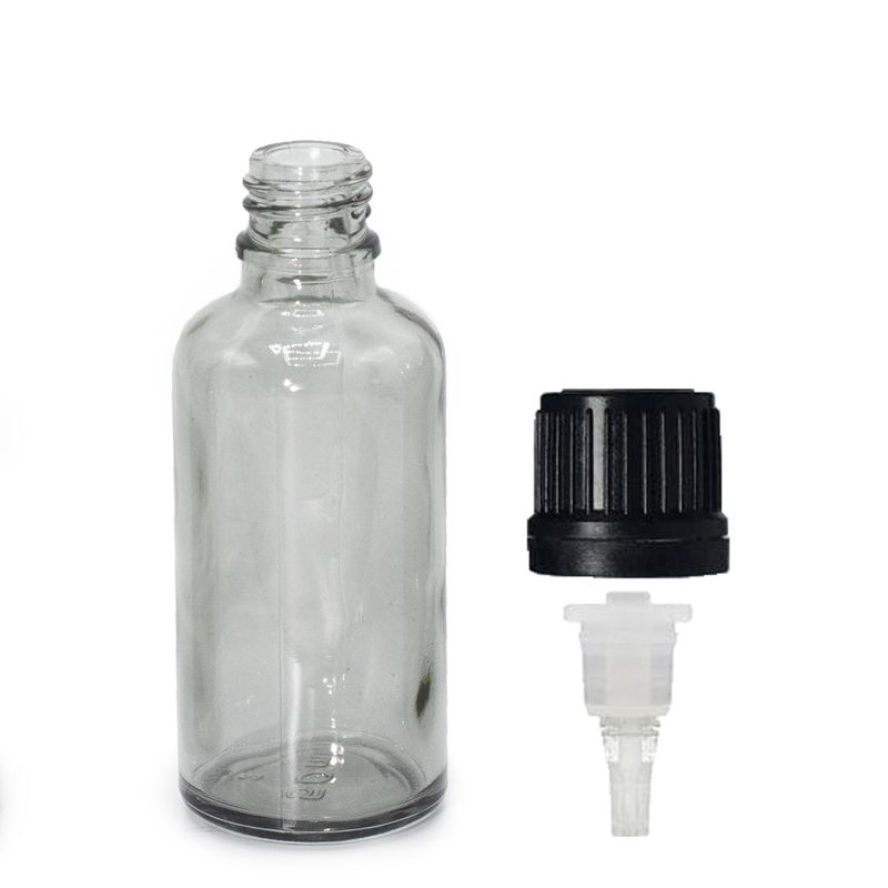 Flacon Compte-Gouttes en Verre Gris Fumé de 50 ml avec Bouchon