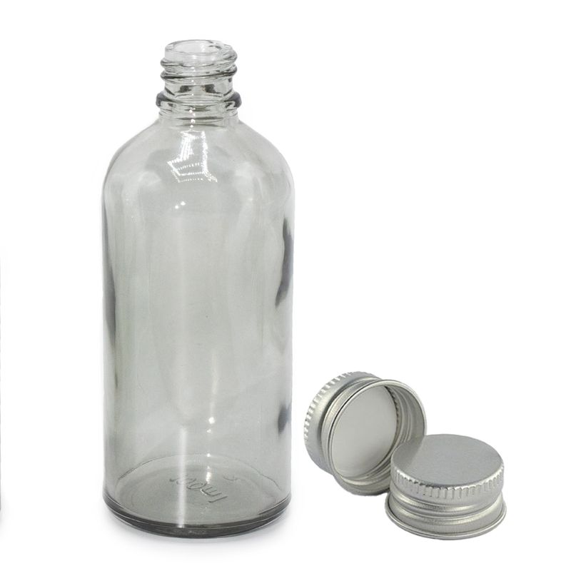 Flacon Compte-Gouttes en Verre Gris Fumé de 100ml avec Bouchon En Aluminium