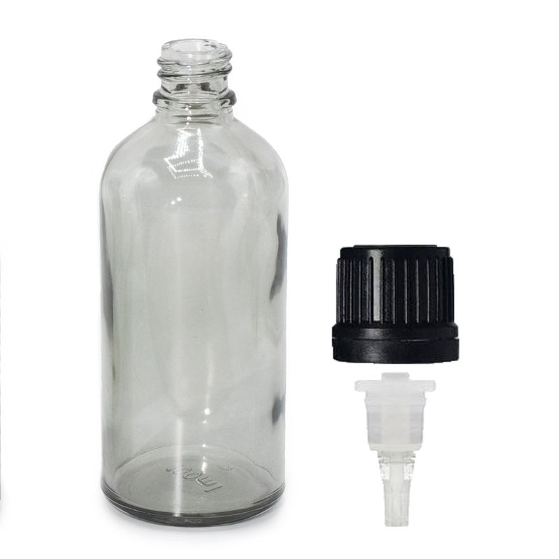 Flacon Compte-Gouttes en Verre Gris Fumé de 100 ml avec Bouchon