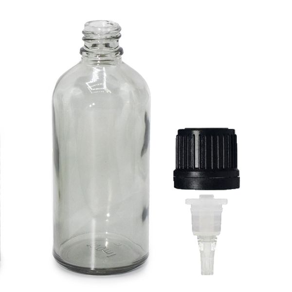 Flacon Compte-Gouttes en Verre Gris Fumé de 100 ml avec Bouchon