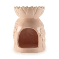 Brûleur d'huile en céramique au motif tournesol - rose pastel