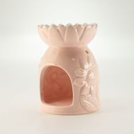 Brûleur d'huile en céramique au motif tournesol - rose pastel