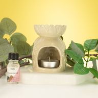 Brûleur d'huile en céramique - beige pastel