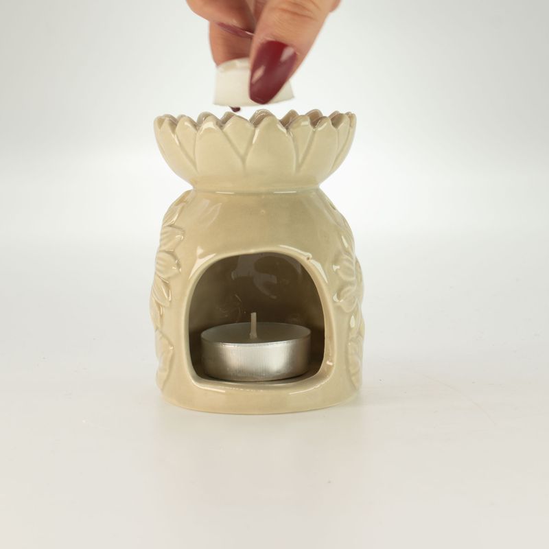 Brûleur d'huile en céramique - beige pastel