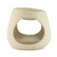 Brûleur d'huile zen en céramique - galet rond - écru moucheté