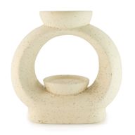 Brûleur d'huile en céramique Zen - Grand galet ovale - Blanc cassé moucheté