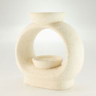 Brûleur d'huile en céramique Zen - Grand galet ovale - Blanc cassé moucheté