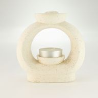 Brûleur d'huile en céramique Zen - Grand galet ovale - Blanc cassé moucheté
