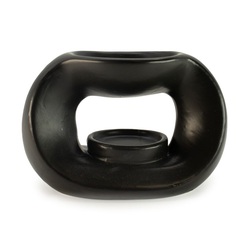 Brûleur d'huile Zen en céramique - galet ovale - Noir Mat