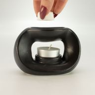 Brûleur d'huile Zen en céramique - galet ovale - Noir Mat