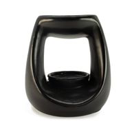 Brûleur d'huile en céramique Zen - Grand galet ovale  - Noir mat