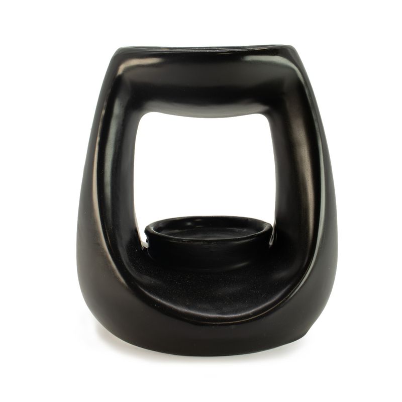 Brûleur d'huile en céramique Zen - Grand galet ovale  - Noir mat