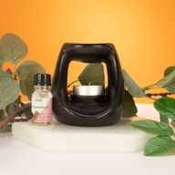 Brûleur d'huile en céramique Zen - Grand galet ovale  - Noir mat