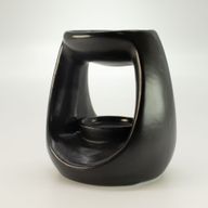 Brûleur d'huile en céramique Zen - Grand galet ovale  - Noir mat
