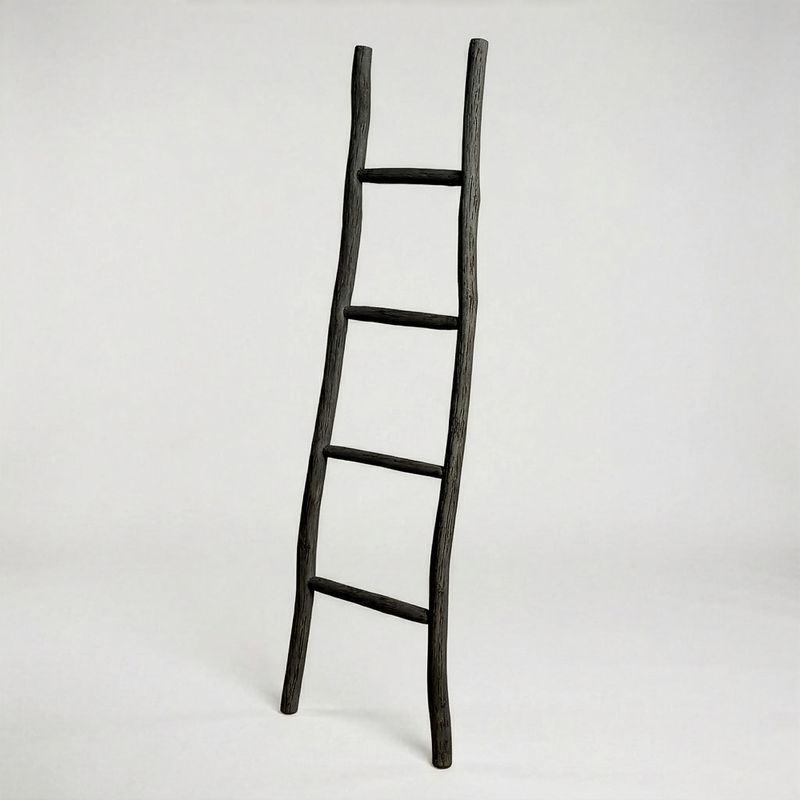 Grande Échelle en Bois de Kemu - 1,5 m - Noir - Style Japonais