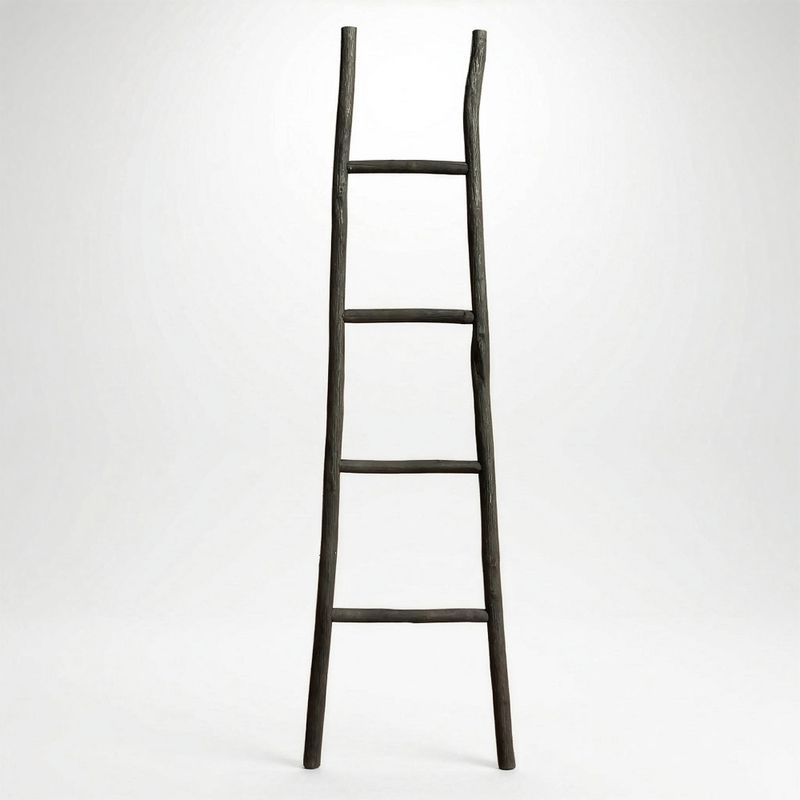 Grande Échelle en Bois de Kemu - 1,5 m - Noir - Style Japonais