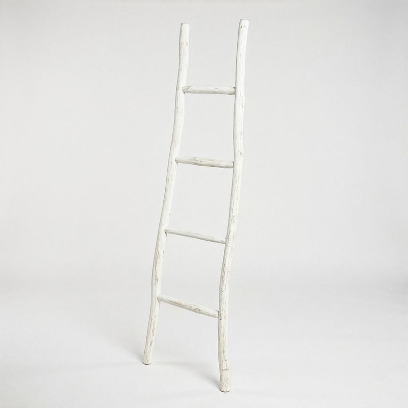 Grande Échelle en Bois de Kemu - 1,5 m - Blanchi - Style Japonais