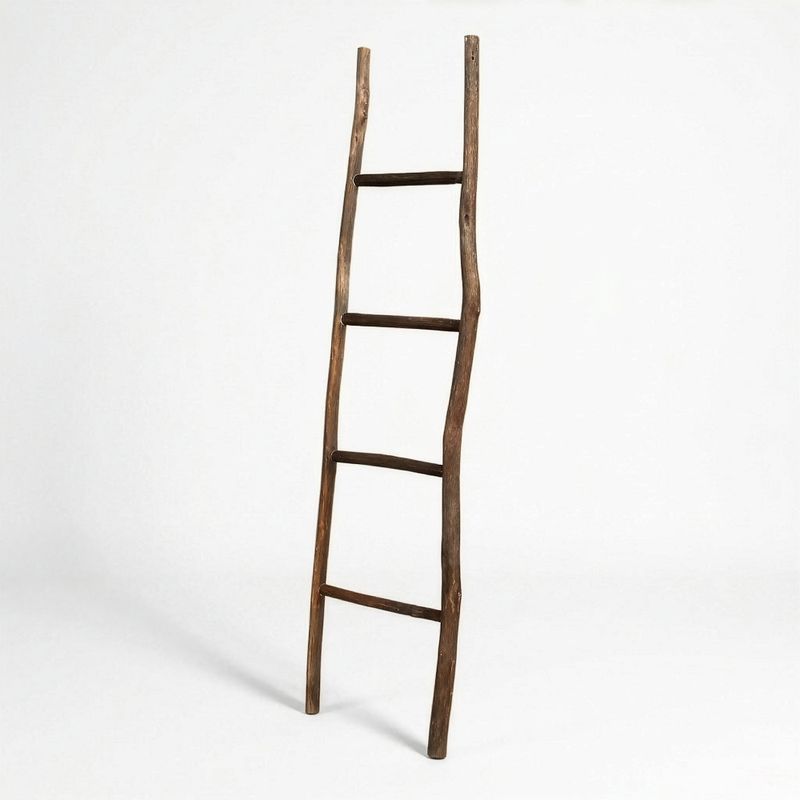 Grande Échelle en Bois de Kemu - 1,5 m - Chocolat - Style Japonais