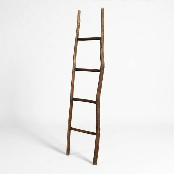 Grande Échelle en Bois de Kemu - 1,5 m - Chocolat - Style Japonais
