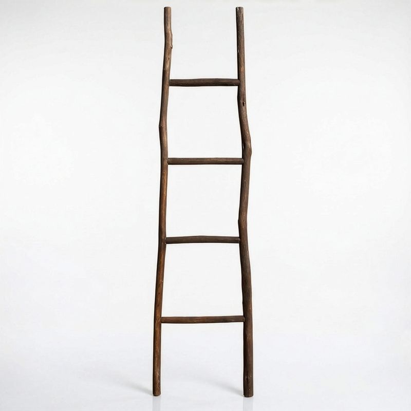 Grande Échelle en Bois de Kemu - 1,5 m - Chocolat - Style Japonais