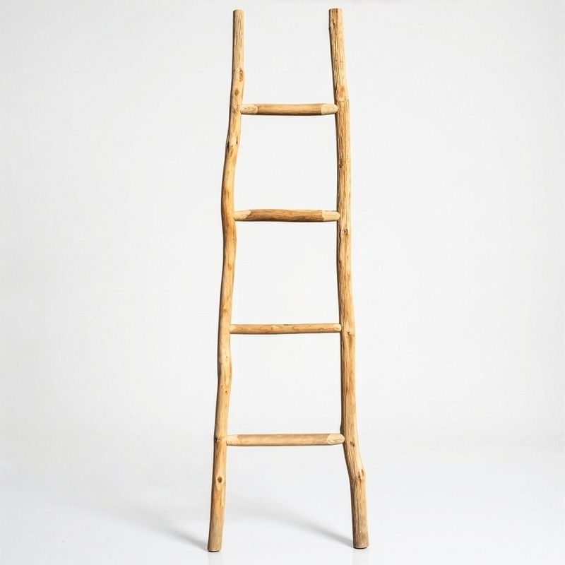 Grande Échelle en Bois de Kemu - 1,5 m - Naturel - Style Japonais