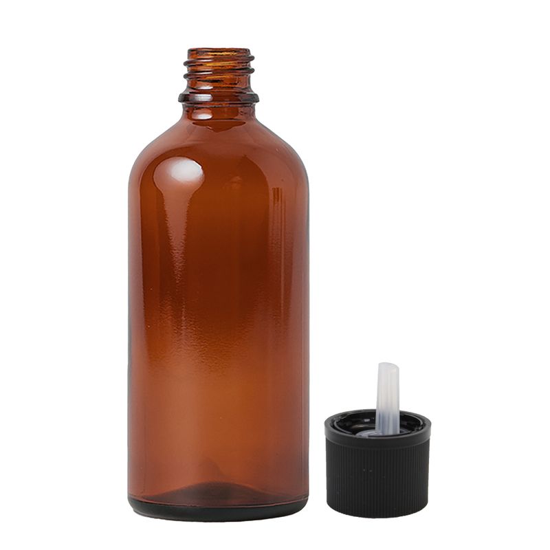 Bouteille compte-gouttes en verre ambré de 100 ml avec bouchon de sécurité pour enfants