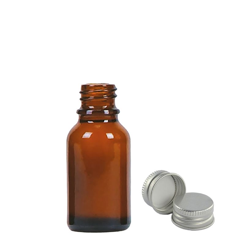 Flacon Compte-Gouttes en Verre Ambré de 15 ml avec Bouchon en Aluminium