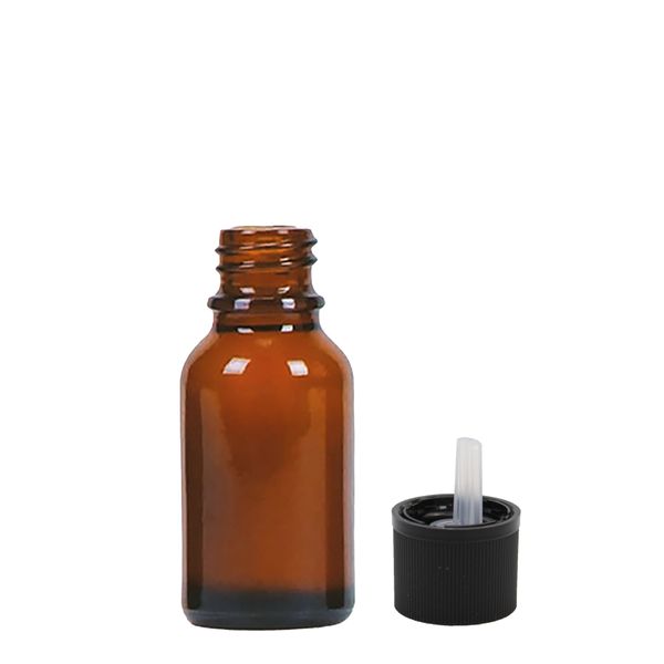 Flacon Compte-Gouttes en Verre Ambré de 15 ml avec Bouchon de Sécurité Enfant