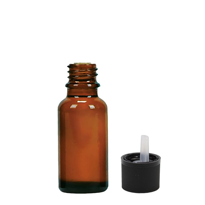 Flacon Compte-Gouttes en Verre Ambré de 20 ml avec Bouchon de Sécurité Enfant