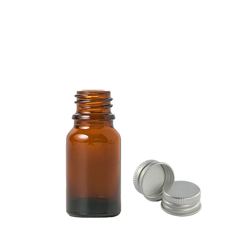 Bouteille compte-gouttes en verre ambré de 10 ml avec bouchon en aluminium