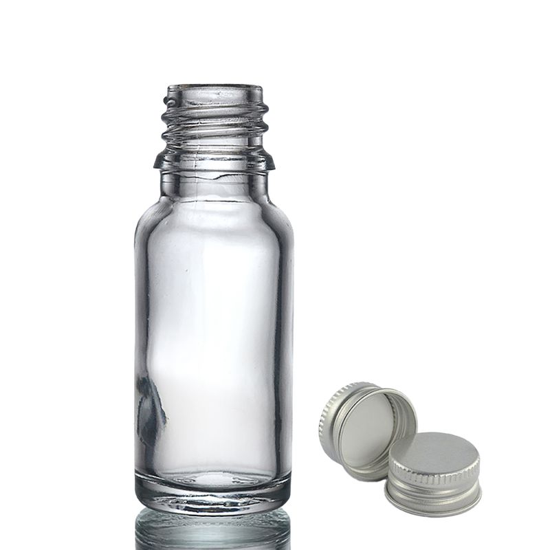 Bouteille Compte-gouttes en Verre Transparent de 15ml avec Bouchon en Aluminium