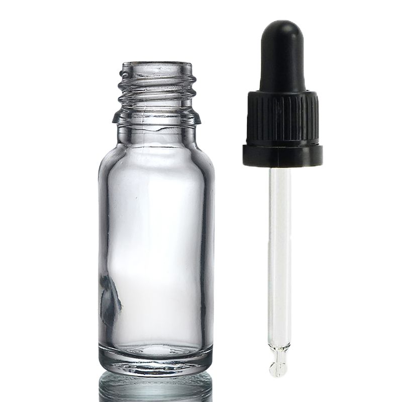 Bouteille Compte-gouttes en Verre Transparent de 15ml avec Pipette Inviolable Transparente