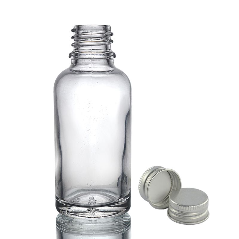 Bouteille Compte-gouttes en Verre Transparent de 30ml avec Bouchon en Aluminium