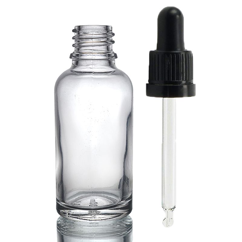 Bouteille Compte-gouttes en Verre Transparent de 30ml avec Pipette Inviolable Transparente