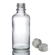 Bouteille Compte-gouttes en Verre Transparent de 50ml avec Bouchon en Aluminium