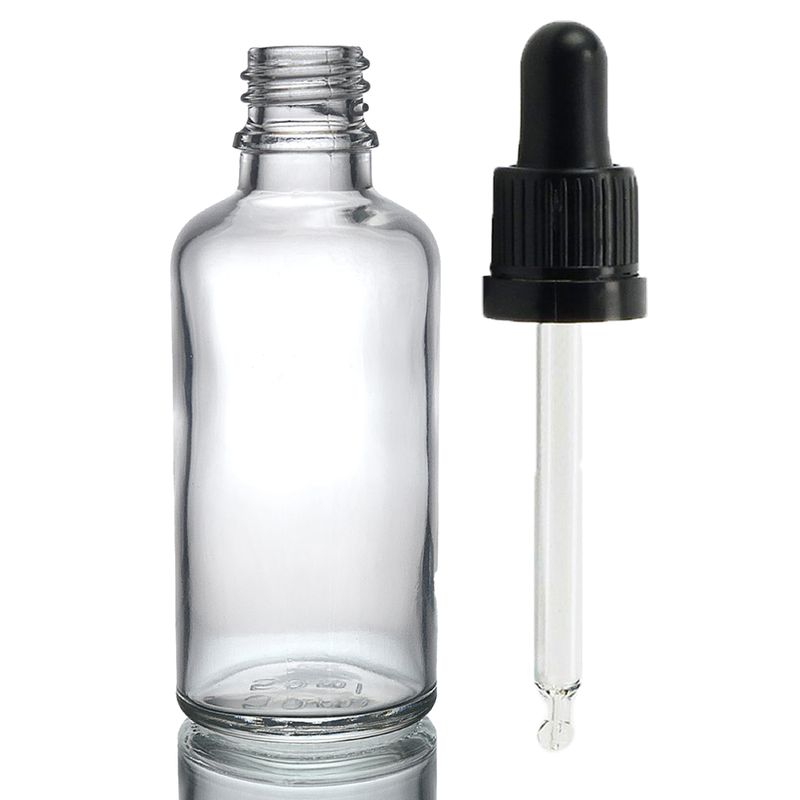 Bouteille Compte-gouttes en Verre Transparent de 50ml avec Pipette Inviolable Transparente