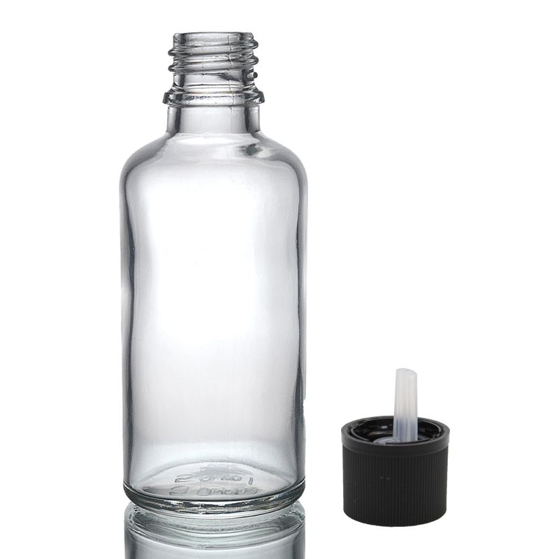 Bouteille Compte-gouttes en Verre Transparent de 50ml avec Bouchon Compte-gouttes de Sécurité Enfant