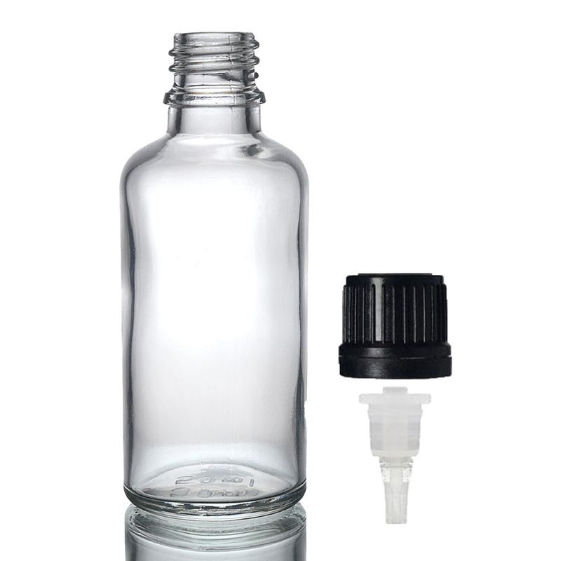 Bouteille Compte-gouttes en Verre Transparent de 50ml avec Bouchon Compte-gouttes