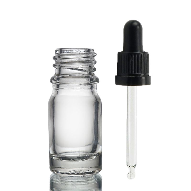 Bouteille Compte-gouttes en Verre Transparent de 5ml avec Pipette Inviolable Transparente